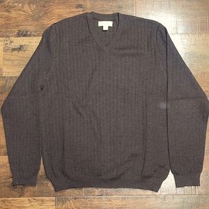 Vintage John W. Nordstrom Merino Wool Italian Brown Medium V-Neck Sweater